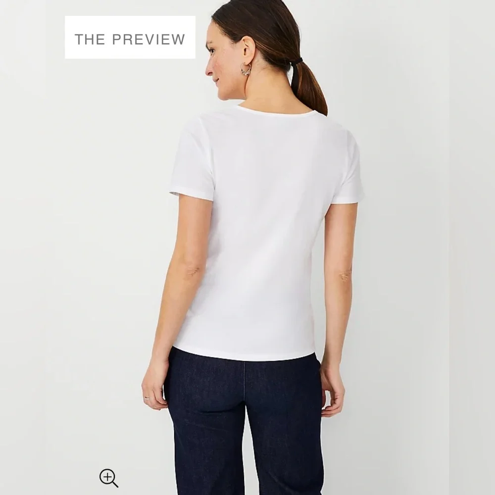 SOLD NWT Ann Taylor White Cotton Tee - Size small - Picture 2 of 8